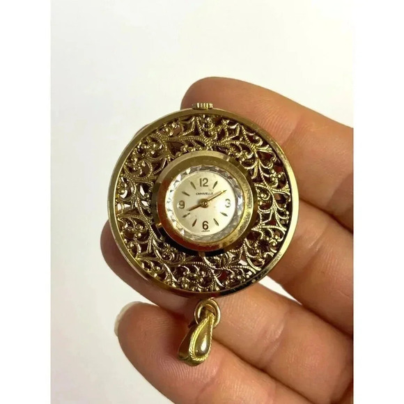 Gorgeous Vintage Carravelle Circular Pendant Necklace Clock - Picture 6 of 8
